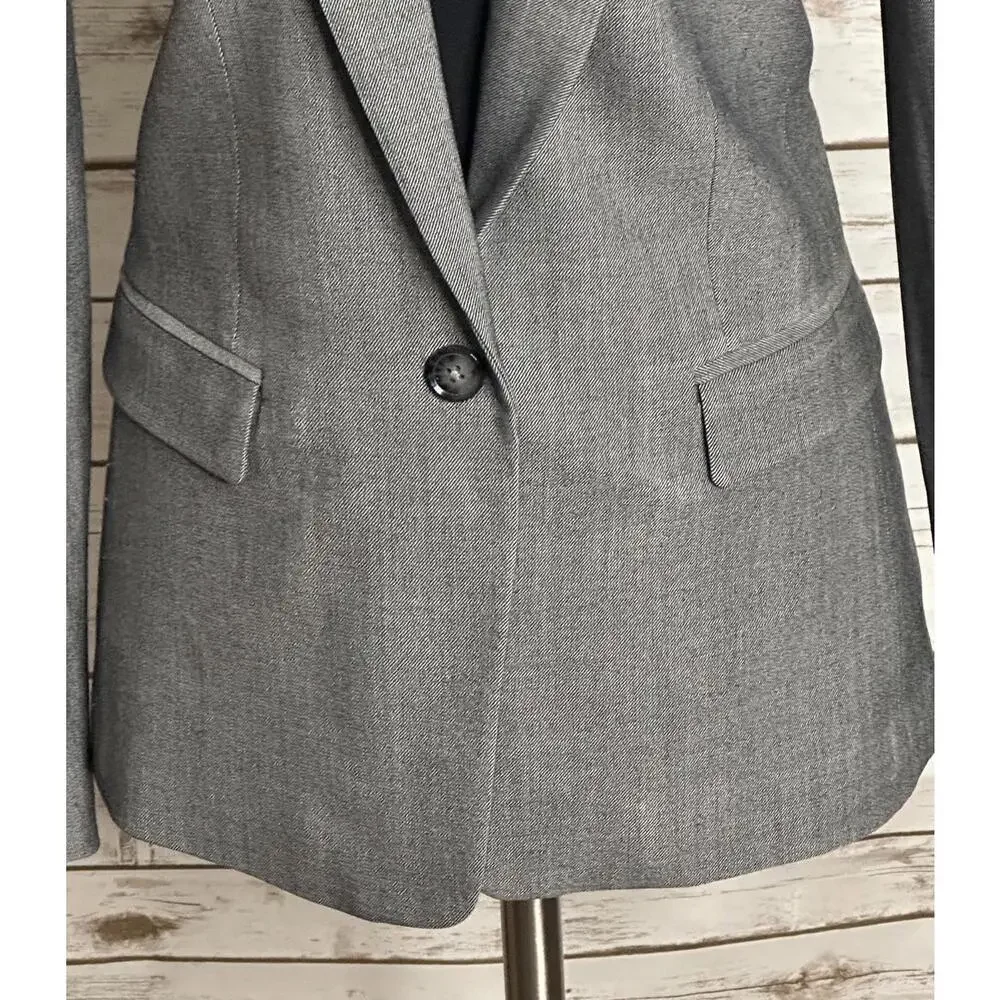 Banana Republic classic corpcore heather grey wool single-breasted blazer Size 0